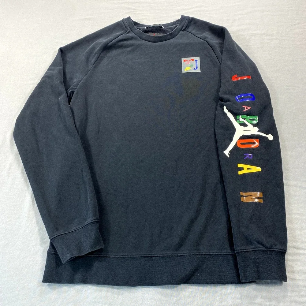 Nike Air Jordan Sweatshirt Mens‎ Small Black Jumpman Flight Crewneck MJ 23